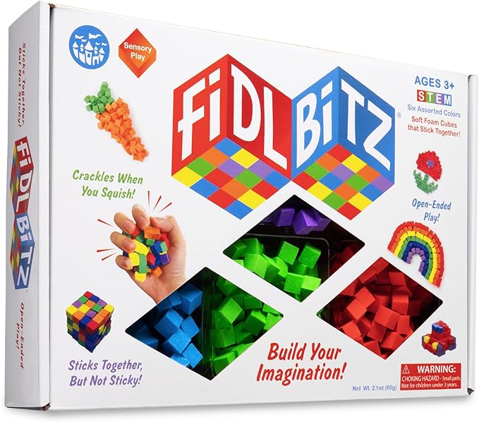 Play Visions FidlBitz® - Revolutionary Cubes That Stick Together, But Not Sticky! (Deluxe Set)