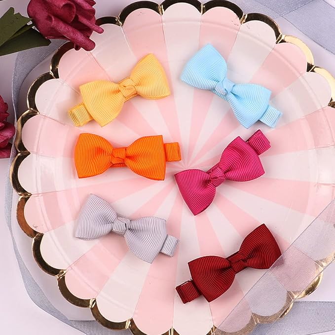 Baby Hair Clips 60 Colors Baby Girls Fully Lined Baby Bows Hair Pins Tiny 2" Hair Bows Alligator Clips for Baby Girls Infants Toddlers Multicolor