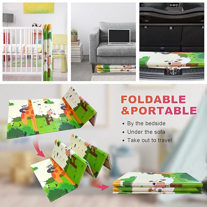 Mergren Baby Play Mat 79"×71", Extra Large Foldable Foam Floor Play Mat for Babies XPE Waterproof Crawling Mat, Anti-Slip,Toddlers, Infants, Reversible Playmat