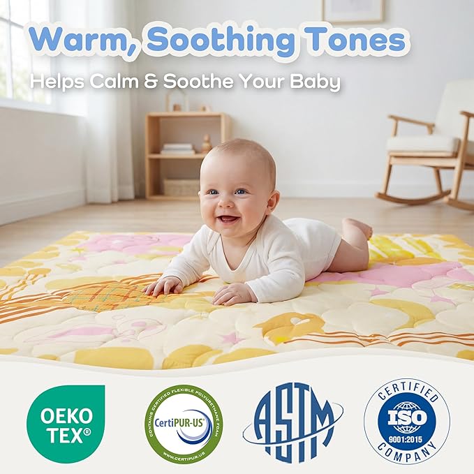 1.5" Thicker Baby Play Mat for Floor, 50x50 Removable & Machine Washable Cover Playpen Mat Softness Foam Mats, Easy-Clean Hygienic, Comfort Safety Kids Crawling (Wonder Space)