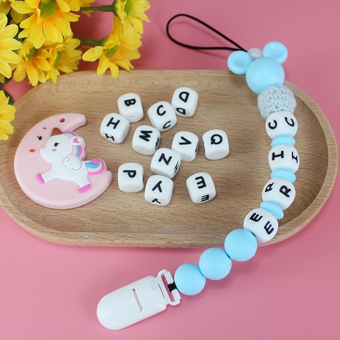 Personalized Pacifier Clip with Name, Customized Pacifier Holder with Name for Baby, Paci Clips with Mouse Head Design