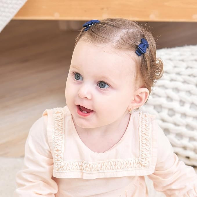 Fully Lined Grosgrain Ribbon Mini Hair Clips and Bows for Girls - 1.2" Tiny Hair Clips and Bows for Infants' Fine Hair (25 Color Pairs, 50 Pieces)