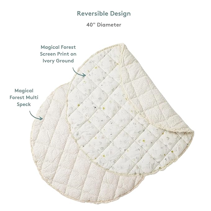 Pehr Baby Play Mat, Magical Forest | Ultra-Soft Quilted 100% Cotton Exterior with Plush Polyester Fiberfill | 40” Diameter