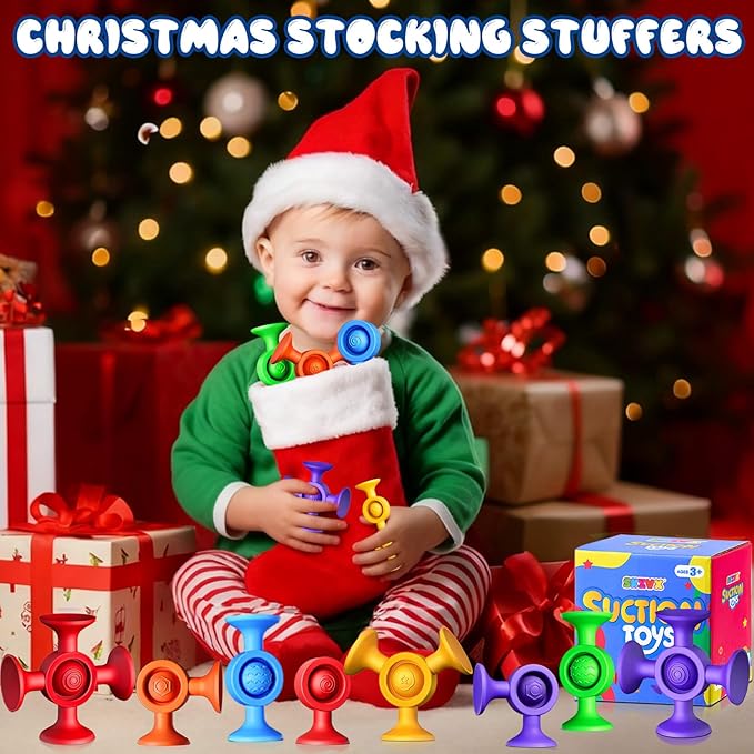 Baby Bath Toys Suction Toy: No Hole Bath Toy for Baby Toddlers Sensory Fidget Toys for Autism Fine Motor Skills Suction Cup Toys for Boys Girls - Bathtub Airplane Travel Easter Basket Stuffers