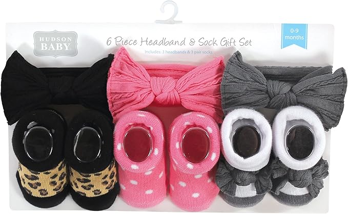 Hudson Baby Girl's Headband and Socks Giftset