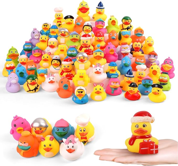 Umbresen Rubber Ducks Bath Toy in Bulk, Assortment Jeep Ducks for Jeep Ducking, Pool Rubber Ducky Floater Bathtub Toys Party Favors Birthday Gifts (100)