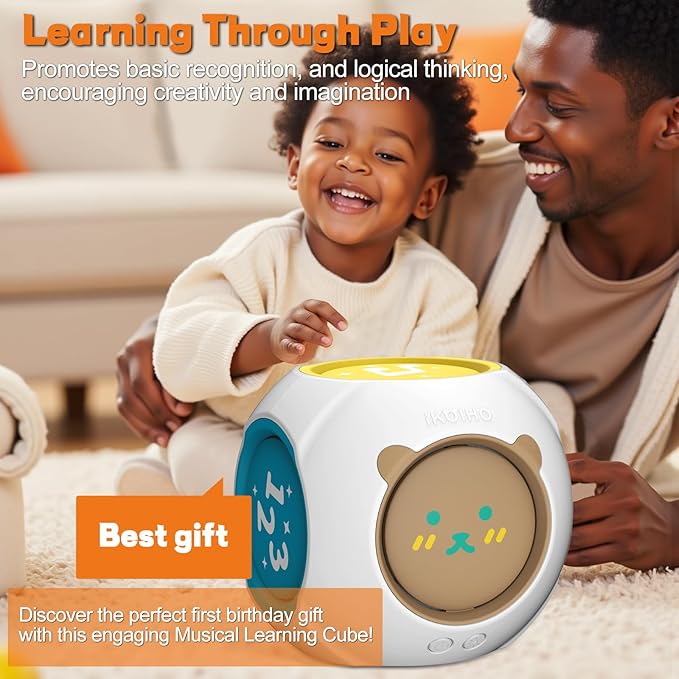 Bilingual Baby Toys Musical Learning Cube Educational Learning Toy for 1 Year Old, Toddler Activity Cube with Music & Lights for 6-9-12-18 Months Babies Infants, First Birthday Gift for Boys Girls