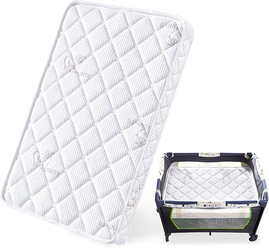 Feisaibaoly Pack and Play Mattress (38 “x26 ”x1.5),Skin Friendly Fabric, Soft, Breathable and Quiet, Provides Baby Friendly Support and Helps Healthy Spine Development,Pack and Play Topper.
