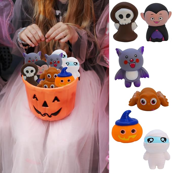 Halloween Toys for Kids, Rubber Bath Toy Cute Floating Squeaky 3in Rubber Ghost for Shower, Classroom Carnival Prizes, Cake Decoration Party Favors for Toddlers(6 Pcs)