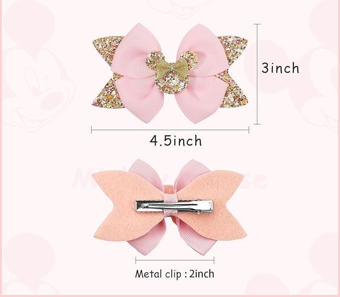 4 Inch Cute Mouse Ears Sequins Bows Hair Clips For Baby Girls, Toddler, Kids and Young Women Birthday Party Wedding Christmas Occasions Set of 2 (B- Black)