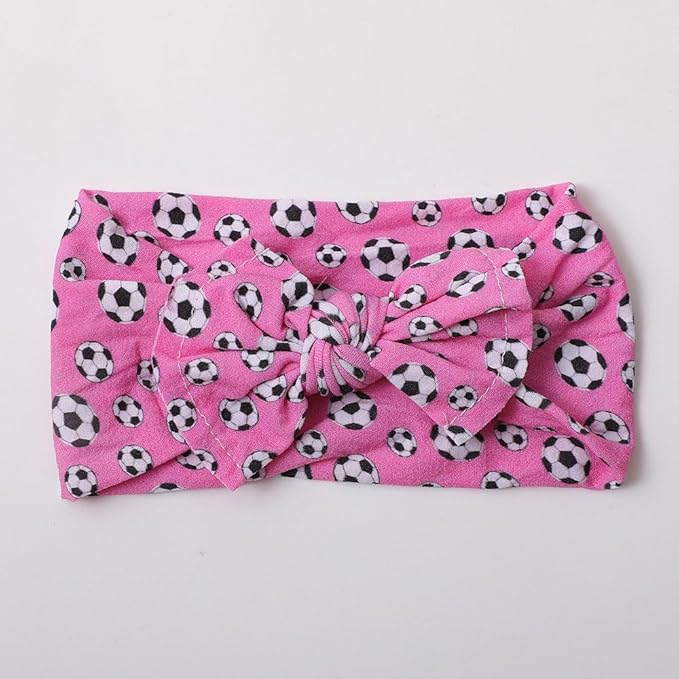 BBTDIN Baby Girls Soccer Headband Turban Infant Football Hairband Bowknot Newborn Soccer Bow Headwarp BTB10 (A3)