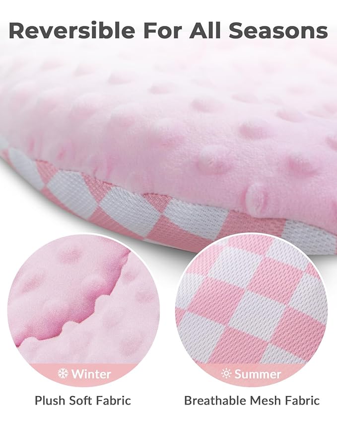 Infant Insert Compatible with 4moms Mamaroo Swing and Infant Carseat, Including 3 Replacement Balls, Reversible Newborn Insert for Baby Swing, Stroller, Bouncer, Soft Fabric - Dotted Pink
