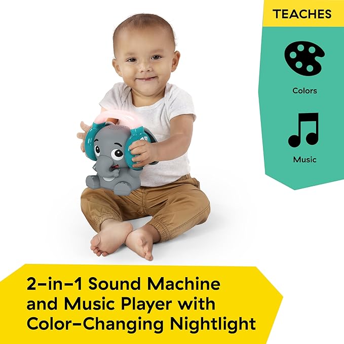 Baby Einstein Earl The Elephant Bluetooth Soother Sound Machine for Sleep, Stream Music and Color-Changing Night Light, Infant to Toddler