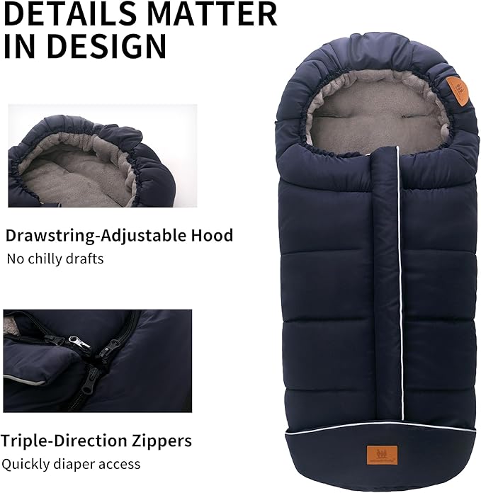 Miracle Baby Bunting Bag for Stroller, Warm Fleece Footmuff with Zippers, Convertible Infant Toddler Sleeping Bag Blanket for Boys Girls