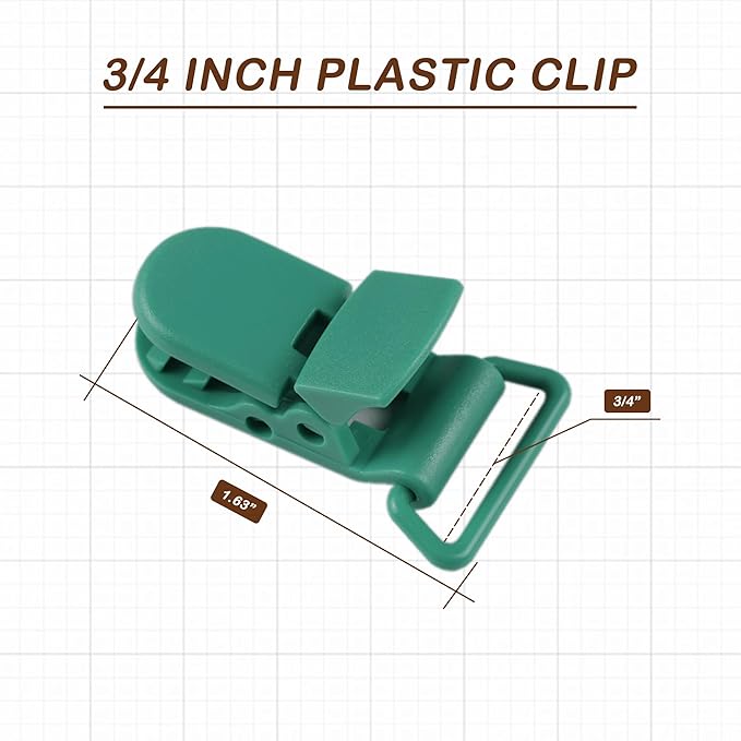10-Pack Pacifier Clip Replacement Ends - BPA-Free Plastic Fasteners for DIY Baby Crafts, Sewing Bibs & Blankets Straps (3/4 Inch, Emerald Green)