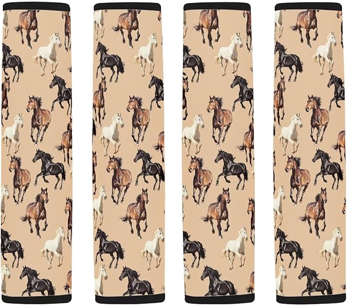 Car Seat Belt Cover Pad Comfortable Shoulder Seatbelt Pads Cushions 2-Piece for Adults Car Interior Decor Horse Herd Print