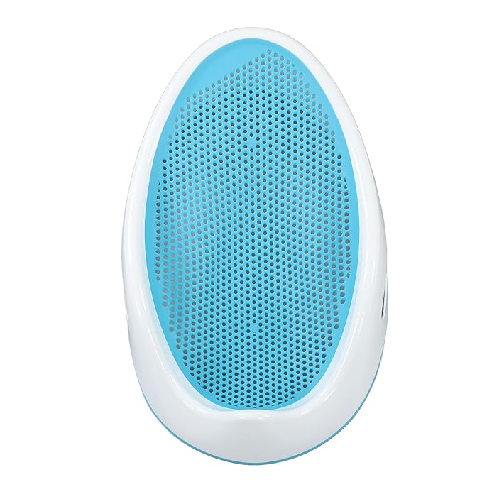 Summer Clean Rinse Baby Bather, Bath Support for Use on The Counter, in The Sink or in The Bathtub, TPE Soft Silicone Baby Bath Seat, Use from Birth Until Sitting Up (Light Blue)