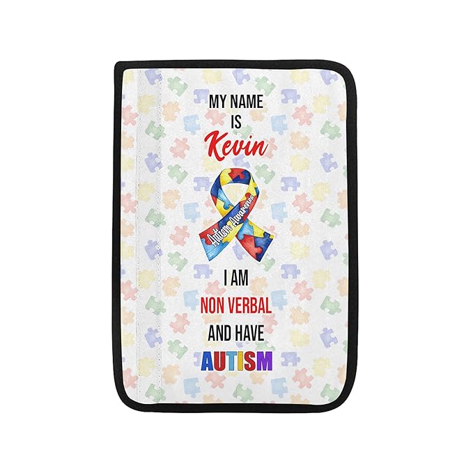 AprilLove My Name is Seat Belt Autism Awareness Seat Belt Cover for Kid Family Special Need Autistic Medical Alert Car Cushion 7inch x 10inch