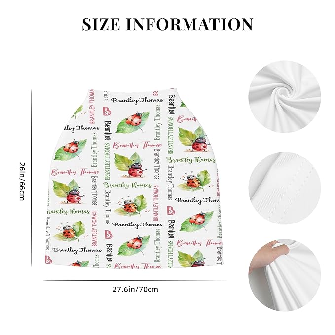 Personalized Baby Car Seat Cover with Name Stroller Canopy Custom Ladybug Carseat Cover Newborn Baby Boy Girl Nursing Cover for Moms First Birthday Gift