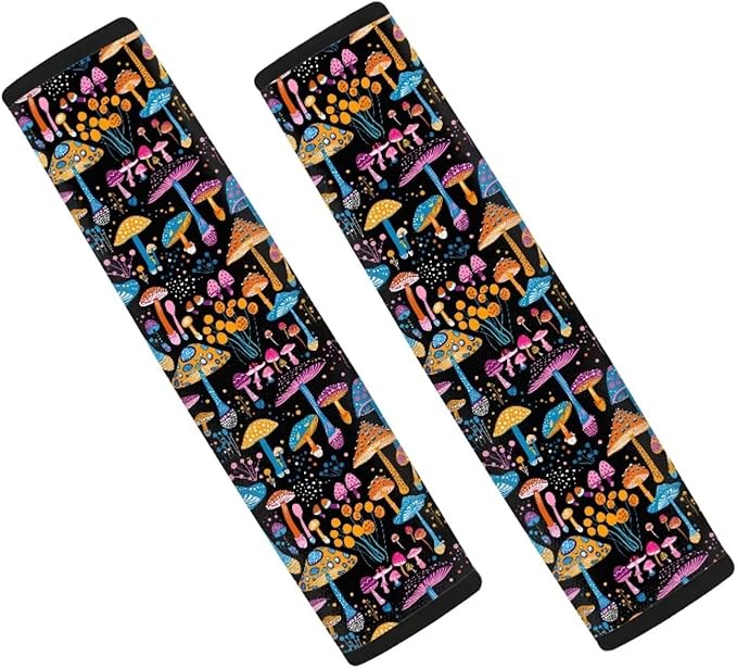 UNICEU Rainbow Hippy Mushrooms Car Seat Strap Pads Universal Car Seat Belt Pads Cover Seat Belt Shoulder Strap Covers Protection Pad for Car,Backpack