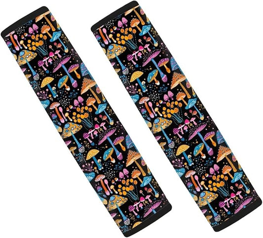 UNICEU Rainbow Hippy Mushrooms Car Seat Strap Pads Universal Car Seat Belt Pads Cover Seat Belt Shoulder Strap Covers Protection Pad for Car,Backpack