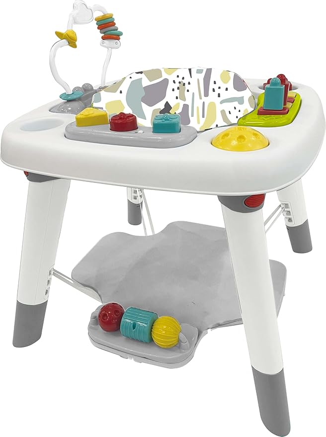 HONEY JOY Baby Bouncer Activity Center, 6-in-1 Infant Jumper & Standing Play Table w/ 360° Rotary Seat, 5 Toys, 3 Adjustable Heights, Music & Sounds, Activity Center for Babies(Gray)