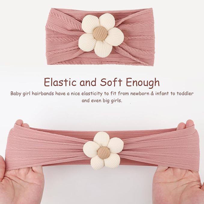 DRESHOW BQUBO Baby Nylon Headbands Flower Hairbands Soft Headband for Baby Girls Newborn Infant Toddlers Hair Accessories