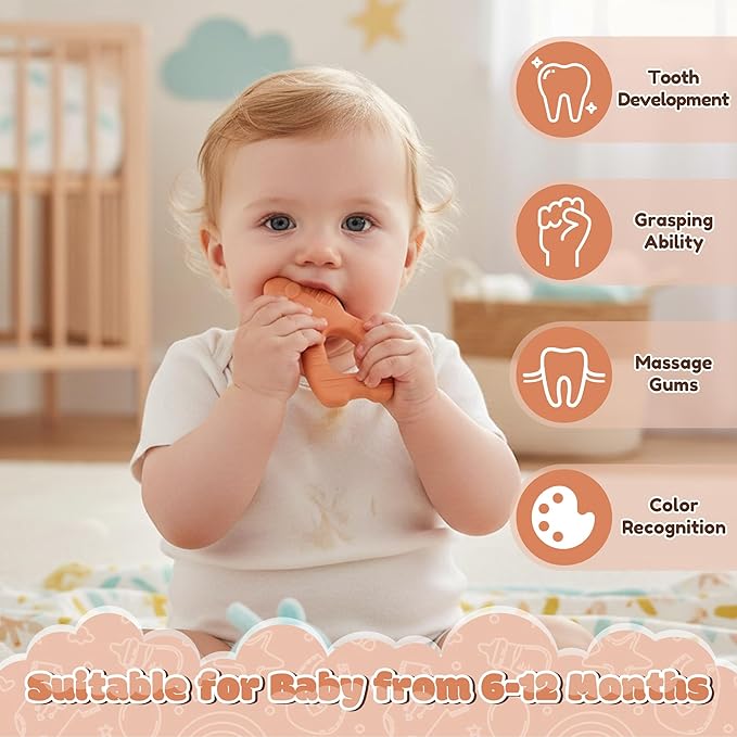 Silicone Teething Toy for Babies - 2ooya Zebra Infant Teething Relief Chew Toys Toddler Sore Gums Pain Food Grade Silicone Animal Theme Teether for Newborn 6-12 Months Baby Shower Birthday Gift