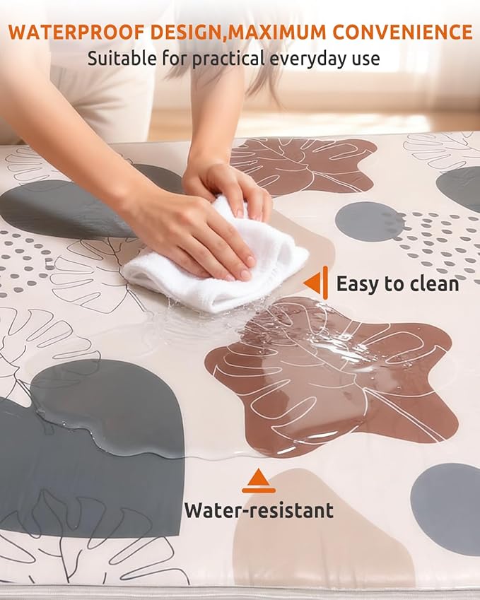 74x50 Playpen Mat Foam Thick, 1 inch Thicker & Waterproof Baby Playpen Mat for Floor Playing, One-Piece Crawling Mat for Indoor Outdoor, Playmat for Kids Toddlers Infants, Gifts for Boys Girls, Boho
