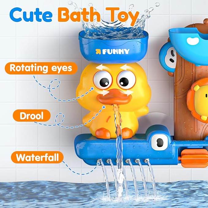 Bath Toys for 1 2 Year Old Boys: Cute & Fun Duck Bathtub Toys Toddlers 2-4 - Suction Bath Toys for Kids Ages 1-3-5 - Birthday Gifts for 1 2 3 Year Old Boy (Blue)