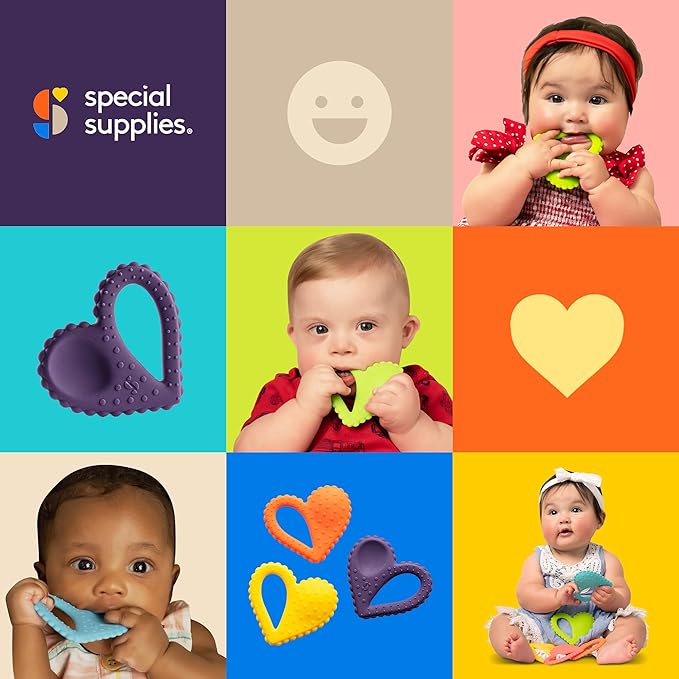 Special Supplies Teether Heart Spoon Oral Motor Therapy Tools, Textured Stimulation and Sensory Input Treatment for Babies and Toddlers, BPA Free Silicone, Dual Use Spoon Plus Teether