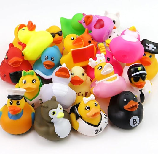 24 Pcs Rubber Ducks, 2.75 Inch Assorted Floater Ducking for Kids, Baby Rubber Ducks in Bulk Bath Toy,Ducks for Cruise Party Favors, Baby Birthday Shower Classroom Gifts