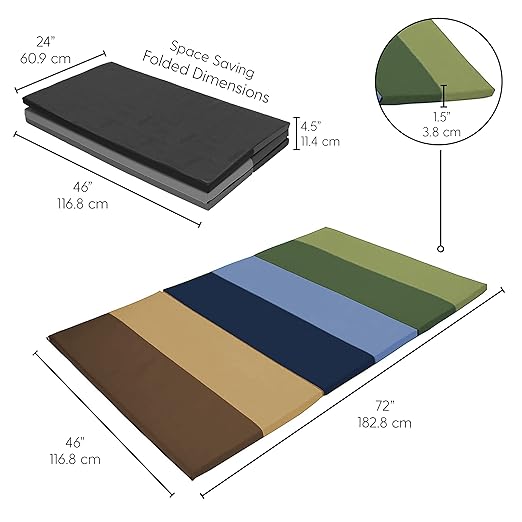 FDP SoftScape Space Saver Foldable Children's Play Mat - Soft, Sturdy 1.5 inch Thick Foam, 3-Fold Floor Mat Indoor Active Play, Tummy Time, Stretching for Kids - Earthtone, 13231-ET