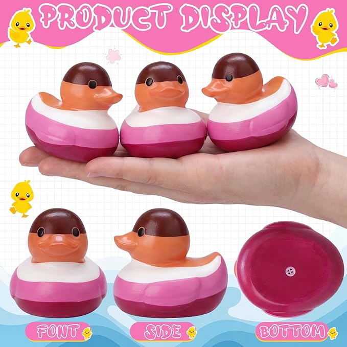 Sotiff 24 Pcs Rainbow Lesbian Pride Rubber Duck Mini Rubber Duckies Bulk Lesbian Stuff Rainbow Party Decorations Bathtub Ducky for Colorful Birthday LGBT Party Favors Gift