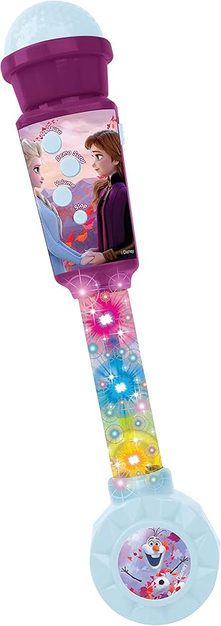 LEXIBOOK MIC90FZ Frozen Microphone for Children, Musical Toy Game, Built-in Speaker, Light Effects, Aux-in Cable Plug, Purple/Blue