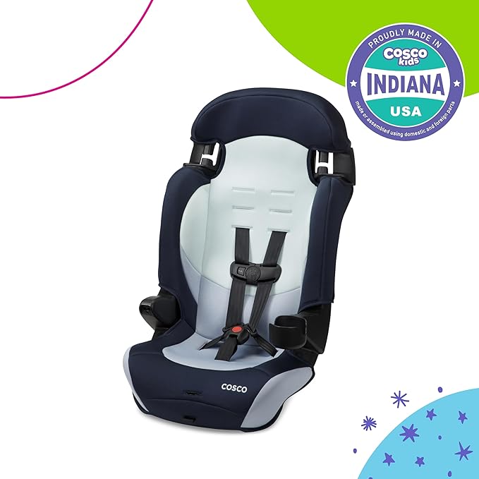 Cosco Kids Finale DX 2-in-1 Booster Car Seat, Forward Facing Toddler Car Seat (40-65 lbs) and Belt Positioning High Back Booster (40-100 lbs), Rainbow