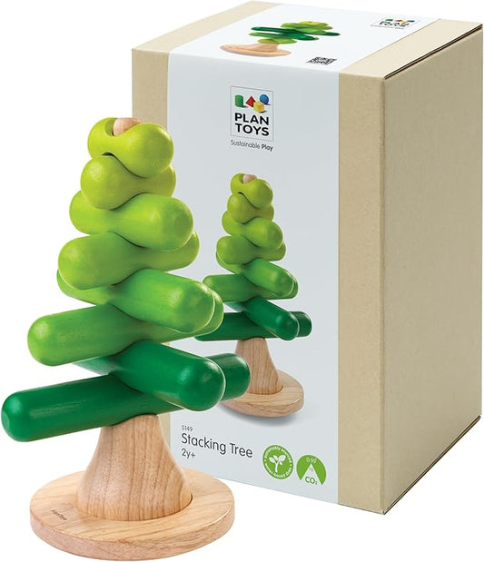 PlanToys® Montessori Wooden Tree Stacking Toy | Educational Color Sorting & Fine Motor Skill Playset for Toddlers | Sustainable & Safe Wooden Learning Toy