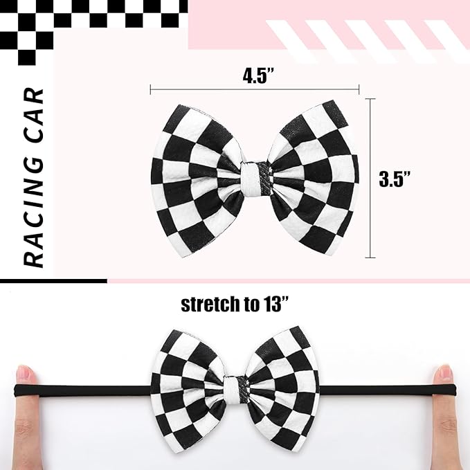 YanJie 3PCS 4.5’’ Checkered Bows for Baby Girls Headbands Pink Headband Black Hair Accessories for Girls Newborn Girl Clothes Baby Girl Outfits