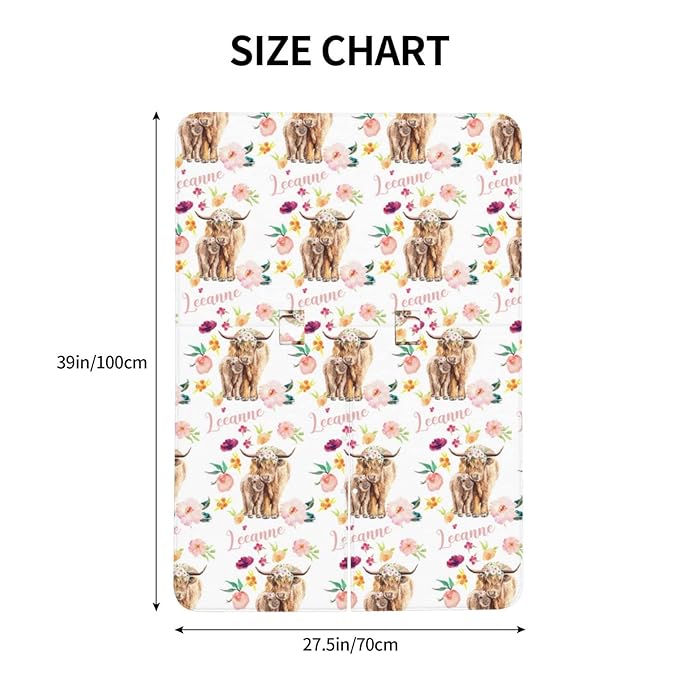 Personalized Baby Car Seat Canopy for Babies with Name, Custom Car Seat Covers for Girls, Infant Opening Minky Nursing Breastfeeding Stroller Cover Carseat Canopies for Newborn (High Land Cow)