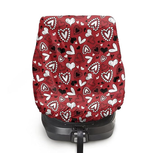 Valentines Day Car Decor Car Seat Sun Shade Cover with Heart Print Carseat Protector Car Seat Cover Baby, Tear-Resistant Sun Protection