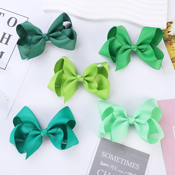 Hair Bows for Girls 10PCS Girls Toddler bows Clips Black Grosgrain Ribbon Alligator Clips Kids Hair Accessories