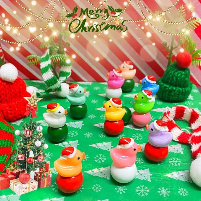 AWEELON100 Pcs Christmas Tiny Ducks Mini Resin Ducks Tiny Ducks (A)