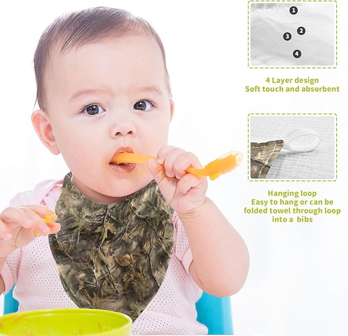 Newborn Face Towel Leaf Forest Soft Cotton Baby Washcloths 11.8 x 11.8 Inch Infants Girls Boys Muslin Burp Cloths 5 Pack