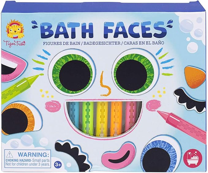 Tiger Tribe Bath Faces Toy for Toddlers - Creative Bathtime Fun with Foam Features and Crayons - Develop Fine Motor Skills and Imaginative Play