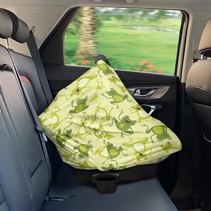 Binienty Funny Frogs Animal Print Infant Stroller Covers for Baby Boys Girls, Stretchy Multi-Use Breastfeeding Scarf for Women Carseat Canopy for High Chair/Shopping Cart/Stroller