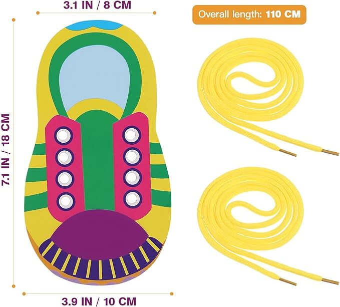 LUOZZY 10 Sets Shoe Trying Practice for Kids Shoelace Threading Teaching Toys Learn to Tie Shoelaces Toy Fine Motor Skills Toy Threading Game for Kids, Random Color