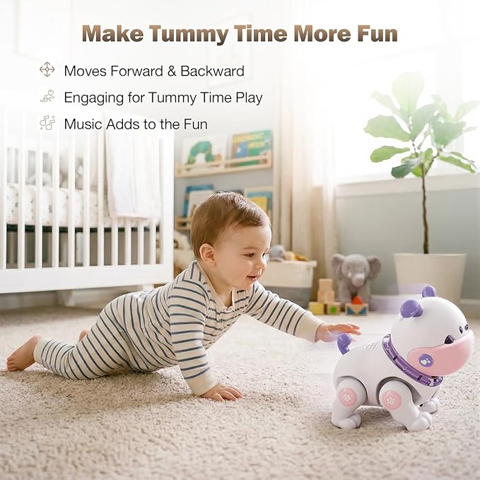 Baby Toys for 6-12 Months: Musical Crawling Dog Toy with Dancing, Recording & Lights, First Birthday Gift for Boys & Girls, Tummy Time Sensory Toy for Toddlers 1-3