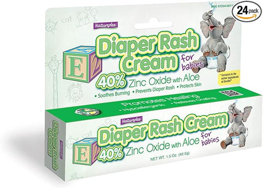 Diaper Rash Cream for Babies 40% Zinc Oxide with Aloe 24 Pack