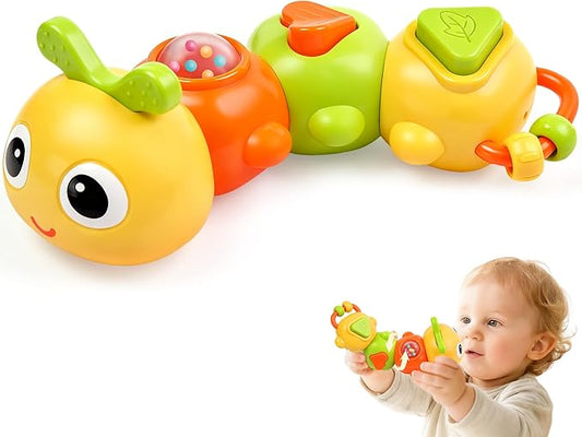 Montessori Sensory Toy for Baby 1 year old, Caterpillar Busy Board for Toddler 12-18 Month Airplane Travel Toy Roadtrip Car Activities 1st Birthday Gift Valentine Day Gift Easter Basket Stuffer