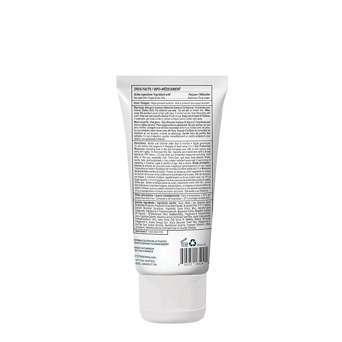 ATTITUDE Sensitive Skin Baby Mineral Sunscreen SPF 50, Broad Spectrum Zinc Oxide, EWG Verified, Mineral-Based, Non-Nano, Lightweight Cream for Face & Body, Unscented, 3 Oz